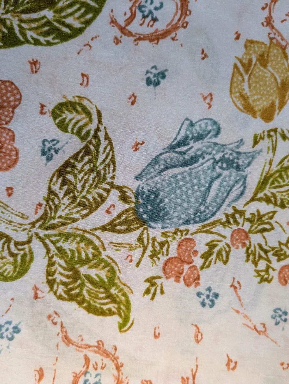 Sheet Queen Flat Floral Cotton Dacron Polyester Coral, Olive Sky Blue 90 x 106